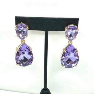 Teardrop Earrings Purple Gold F06